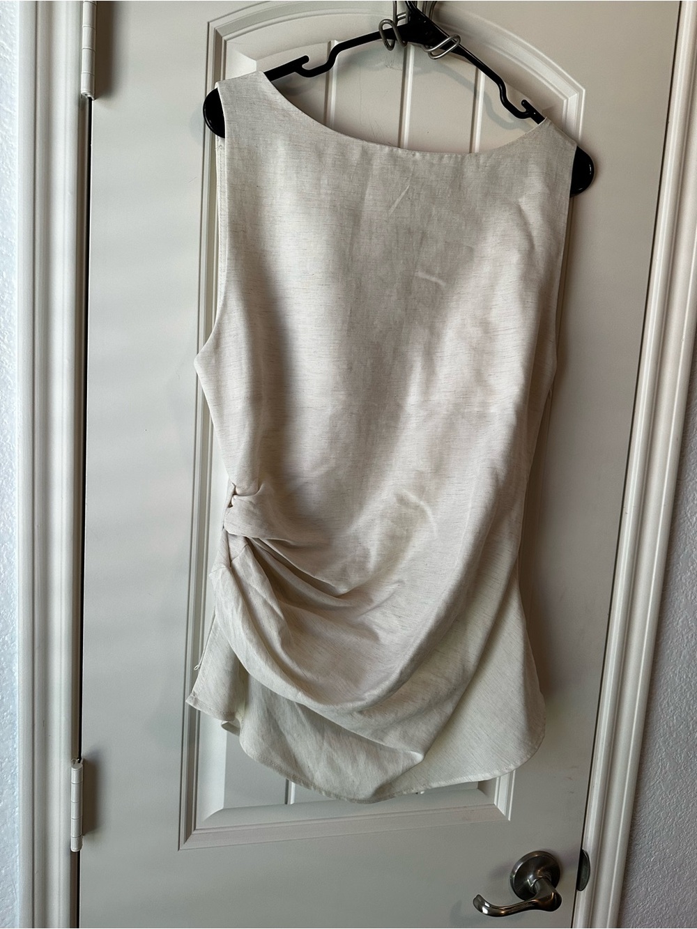 Women’s Sleeveless Boatneck Blouse in Cream - Picture 7 of 9